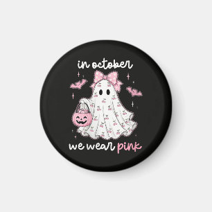 im Oktober tragen wir rosa Geist Halloween Magnet