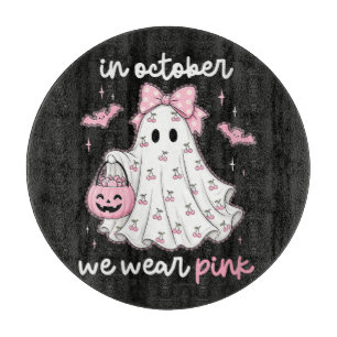 im Oktober tragen wir rosa Geist Halloween Schneidebrett
