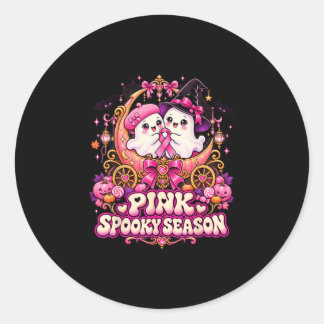 Im Oktober tragen wir rosa Geist Hexe Brustkrebs Runder Aufkleber