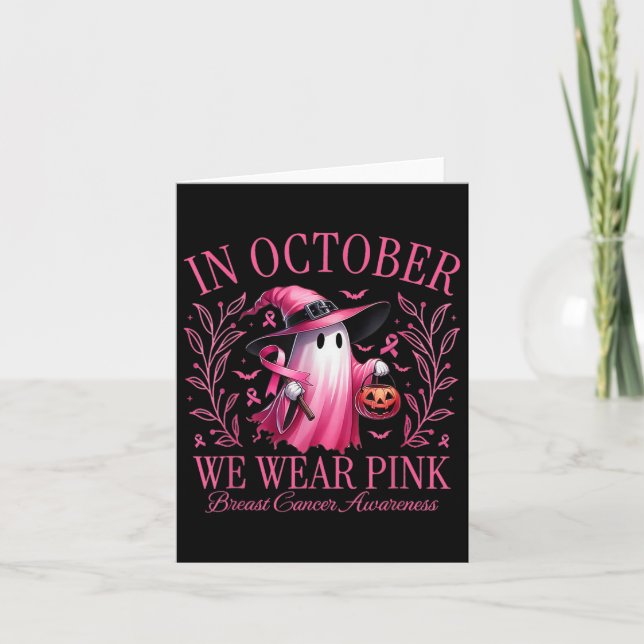 Im Oktober tragen wir rosa Geister Brustkrebs-Awar Karte (Vorderseite)
