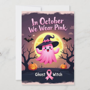 Im Oktober tragen wir rosa Geisterhexen Brustkrebs Einladung