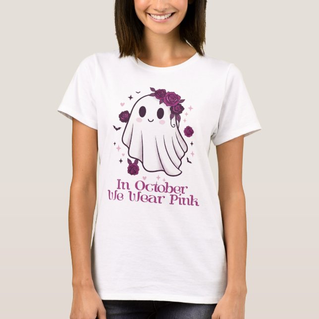 Im Oktober tragen wir rosa Gespenst T-Shirt (Vorderseite)