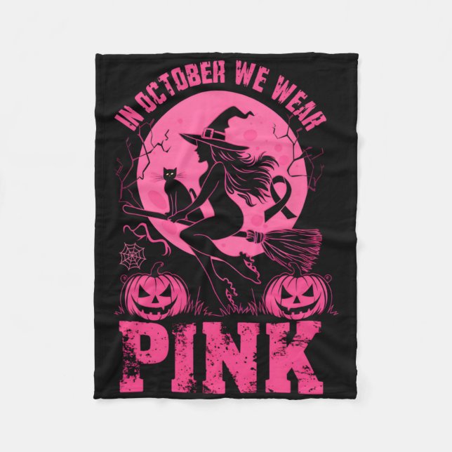 Im Oktober tragen wir rosa Halloween Breastkrebs A Fleecedecke (Vorderseite)