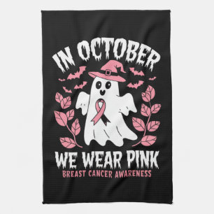 Im Oktober tragen wir rosa Halloween Hexe Geschirrtuch