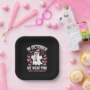 Im Oktober tragen wir rosa Halloween Hexe Pappteller