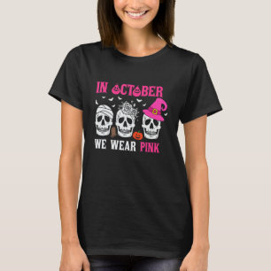 Im Oktober tragen wir rosa Halloween Hexe Skelton T-Shirt