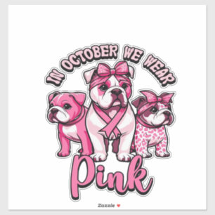 Im Oktober tragen wir Rosa � Halloween Süße Hunde Aufkleber