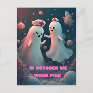 Im Oktober tragen wir rosa Krankenschwester-Geist Postkarte
