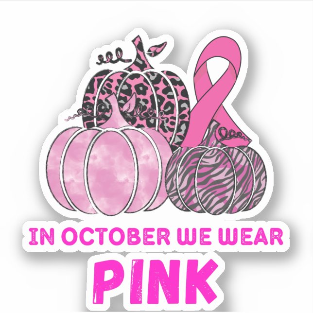 Im Oktober tragen wir rosa Kürbis Aufkleber (Vorderseite)