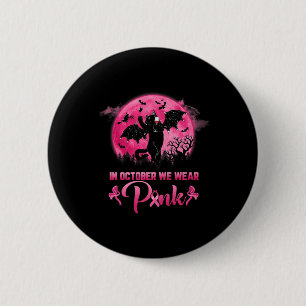 Im Oktober tragen wir rosa lustige Katze Halloween Button