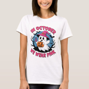 Im Oktober tragen wir rosa niedliche Geisterhallow T-Shirt
