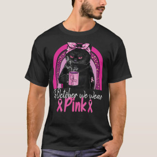 Im Oktober tragen wir Rosa Niedliche Katze Brust K T-Shirt