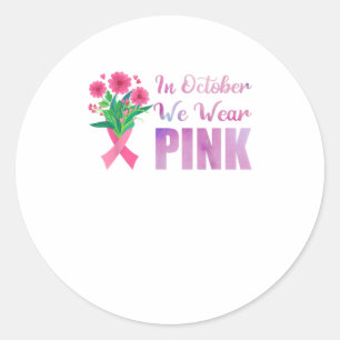 Im Oktober tragen wir rosa Ribbon Brustkrebs Runder Aufkleber