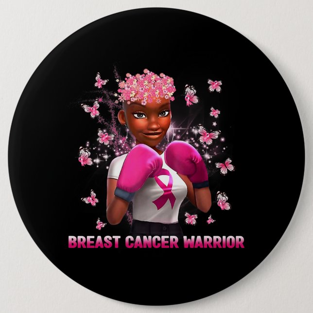Im Oktober tragen wir rosa schwarze Frauen Brustkr Button (Vorderseite)