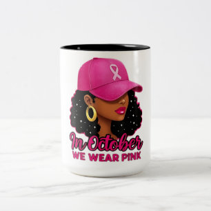 Im Oktober tragen wir rosa schwarze Frauen Brustkr Zweifarbige Tasse