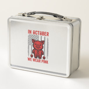 Im Oktober tragen wir rosa Schwein-Bewusstseins-De Metall Brotdose