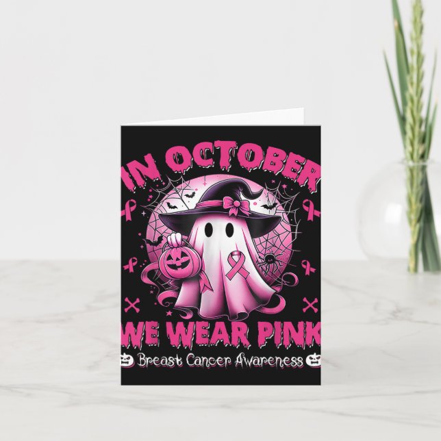 Im Oktober tragen wir rosa Shirt Ghost Brustkrebs Karte (Vorderseite)