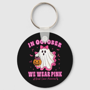 Im Oktober tragen wir rosa Shirt Ghost Brustkrebs Schlüsselanhänger