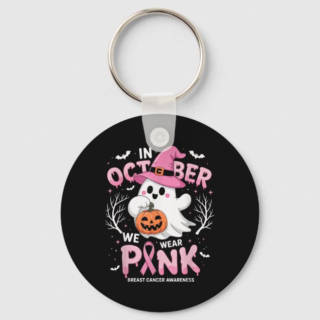 Im Oktober tragen wir rosa Shirt Ghost Brustkrebs Schlüsselanhänger (Vorderseite)