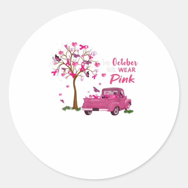 Im Oktober tragen wir rosa T Runder Aufkleber (Vorderseite)
