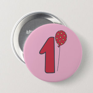 I'm One - Niedlich Balloon Pink & Red 1. Geburtsta Button