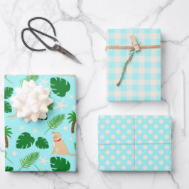 Im Ozean blauen tropischen Welpen Geschenkgutschei Geschenkpapier Set