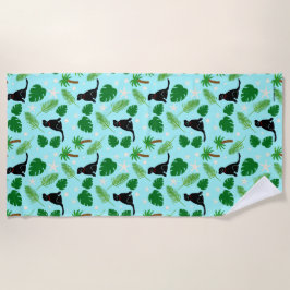 Im Ozean Blue Tropical Black Dog Beach Handtuch
