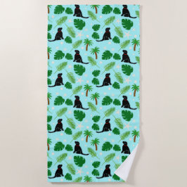 Im Ozean Blue Tropical Black Dog Beach Handtuch