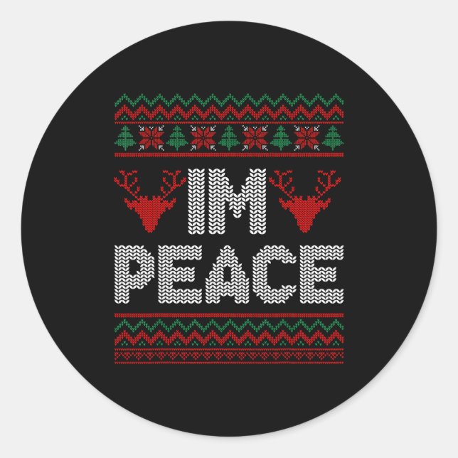 I'm Peace Couple Matching Christmas Ugly Sweater  Runder Aufkleber (Vorderseite)