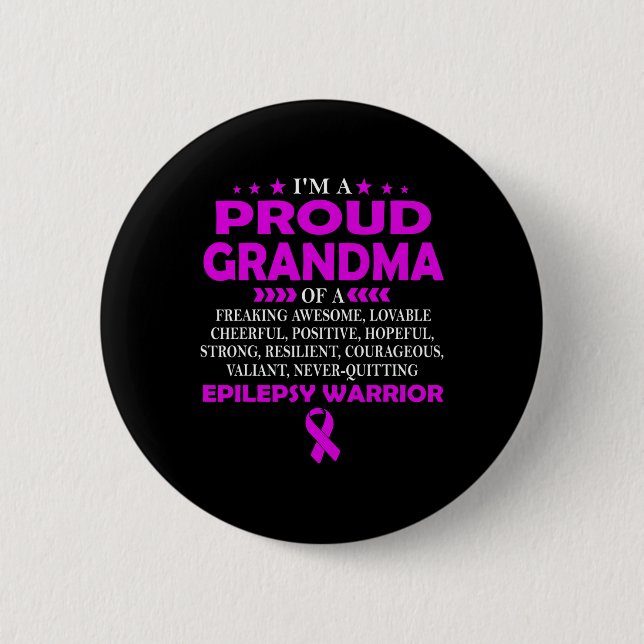 I'm Proud Grandma Of Epilepsy Warrior T  Button (Vorderseite)
