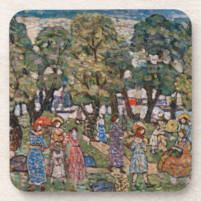 Im Rahmen der Bäume von Maurice Prendergast, Fine  Getränkeuntersetzer (Vorderseite)