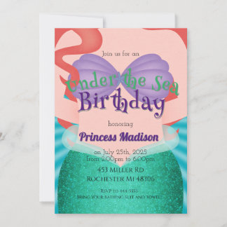 Im Rahmen der Meerjungfrau Prinzessin Birthday Ein Einladung