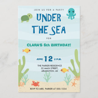 Im Rahmen der "Sea Birthday Party"-Einladung Einladung