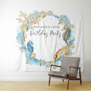Im Rahmen der Sea Blue Gold Geburtstagsparty Wandteppich