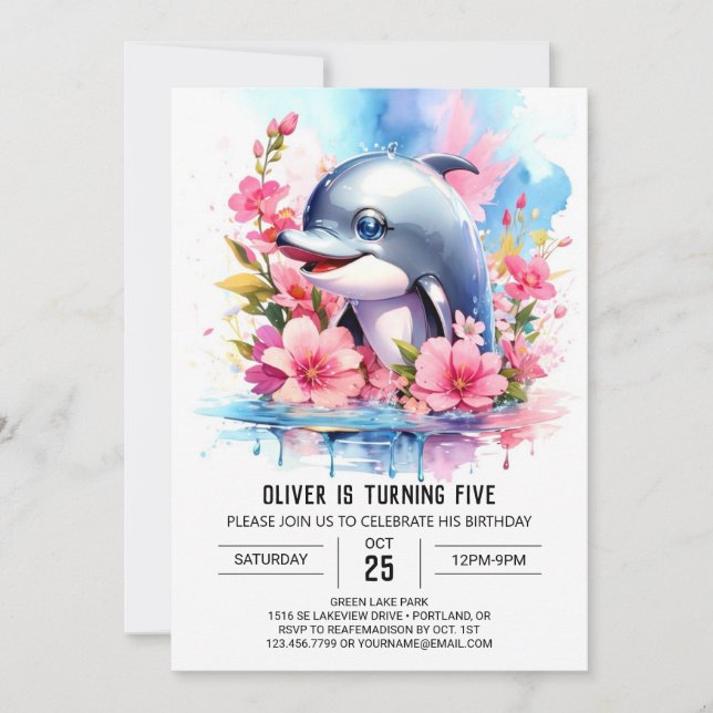 Im Rahmen der "Sea Dolphin Birthday" Einladung (Vorderseite)