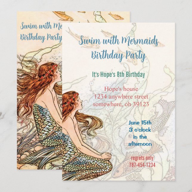 Im Rahmen der Sea Invitation Mermaid Birthday Part Einladung (Vorne/Hinten)