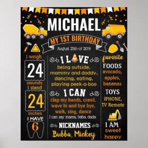 Im Rahmen des Baus von LKWs Geburtstagskarte Poster