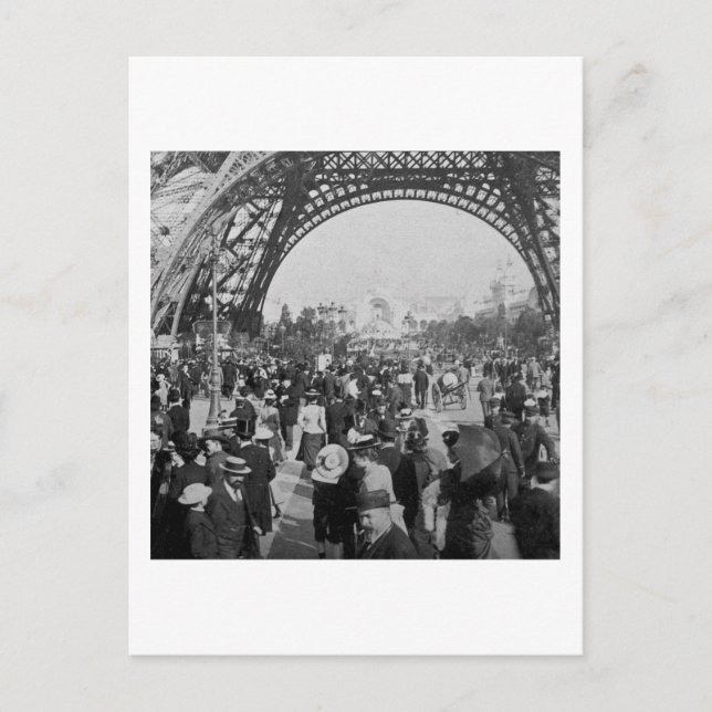 Im Rahmen des Eiffelturms 1900 in Paris Postkarte (Vorderseite)