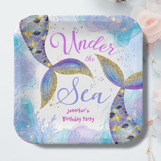 Im Rahmen des Sea Mermaid Party Girls Blue Aquamar Pappteller (Von Creator hochgeladen)