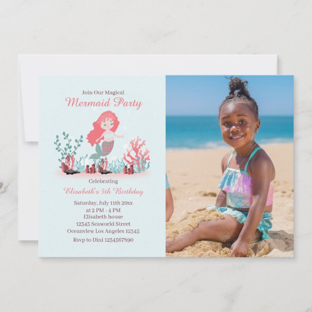 Im Rahmen des Sea Mermaid Princes Birthday Foto Einladung (Vorderseite)