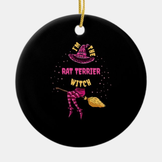 Im Rat Terrier Hexenmeister Halloween Matching Keramik Ornament (Vorne)