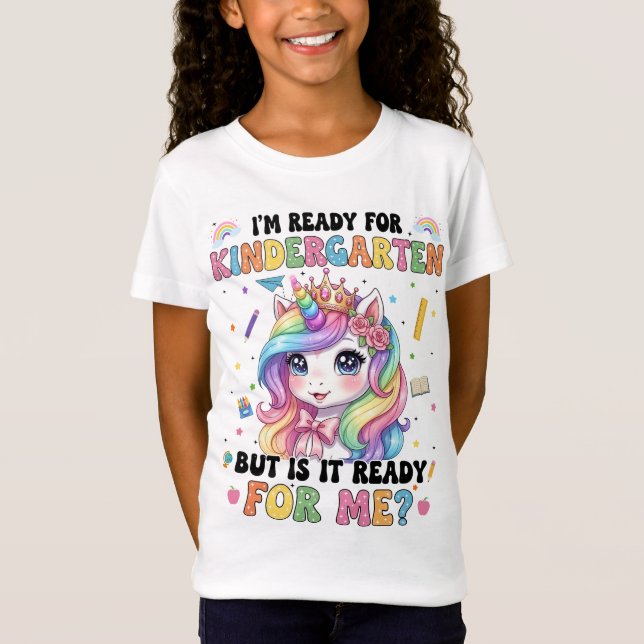 Im Ready For Kindergarten Cute Unicorn First Day T-Shirt (Vorderseite)