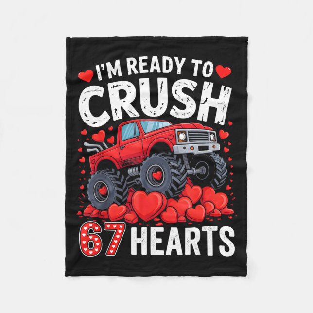 I'm Ready To Crush 67 Hearts Truck Valentines Day  Fleecedecke (Vorderseite)