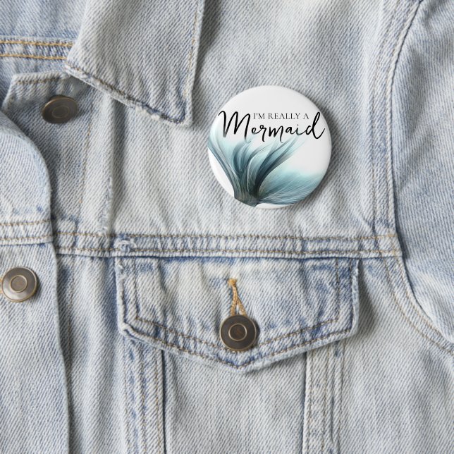Im Really eine Meerjungfrau | Green Mermaid Schwan Button (Beispiel)
