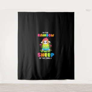 Im Regenbogenschaf Niedliche Schafhaltung Wandteppich
