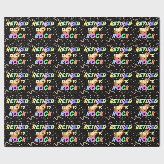 im Ruhestand. Bereit zum Felsen. Colorful Confetti Geschenkpapier (Saum)