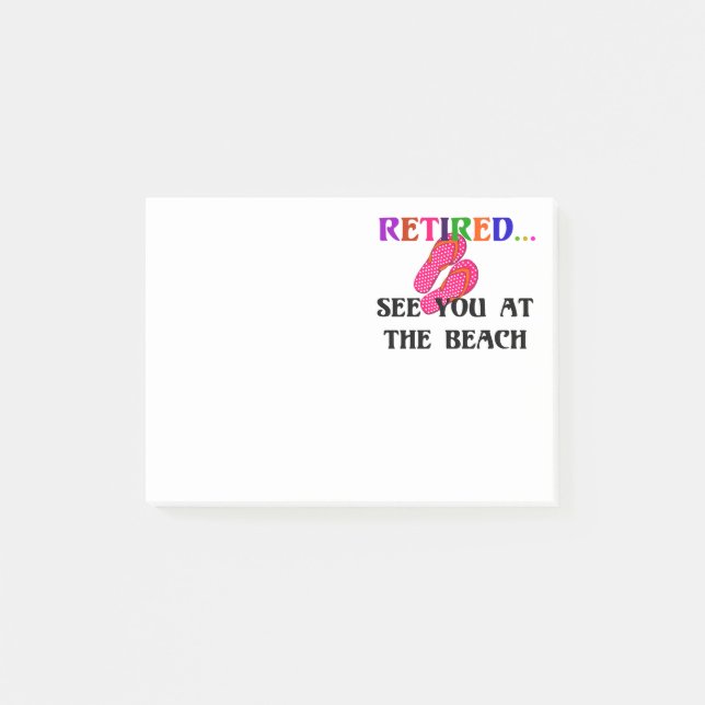 im Ruhestand: Sehen Sie sich am Strand an, rosa Fl Post-it Klebezettel (Vorderseite)