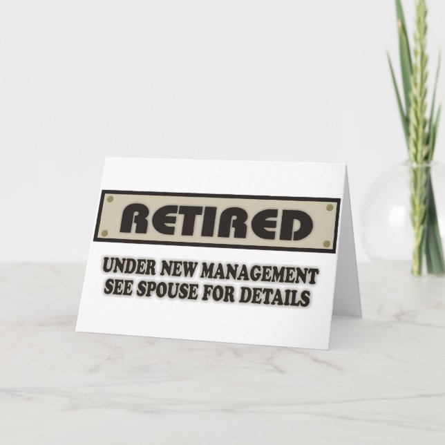 im Ruhestand. Unter "Neues Management" Karte (Vorderseite)