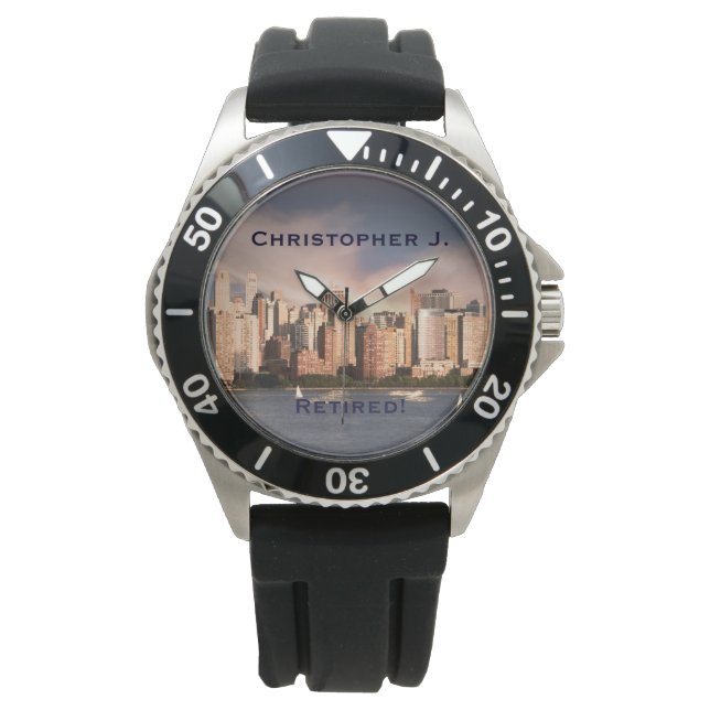 im Ruhestand! Wrist Watch Manhattan NYC, Black Str Armbanduhr (Vorderseite)