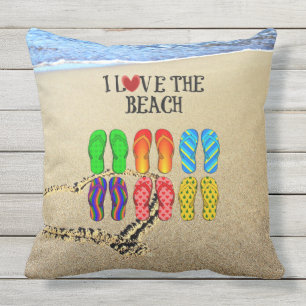 Im Sand gezeichnet Herz, ich Liebe den Strand Kissen Für Draußen